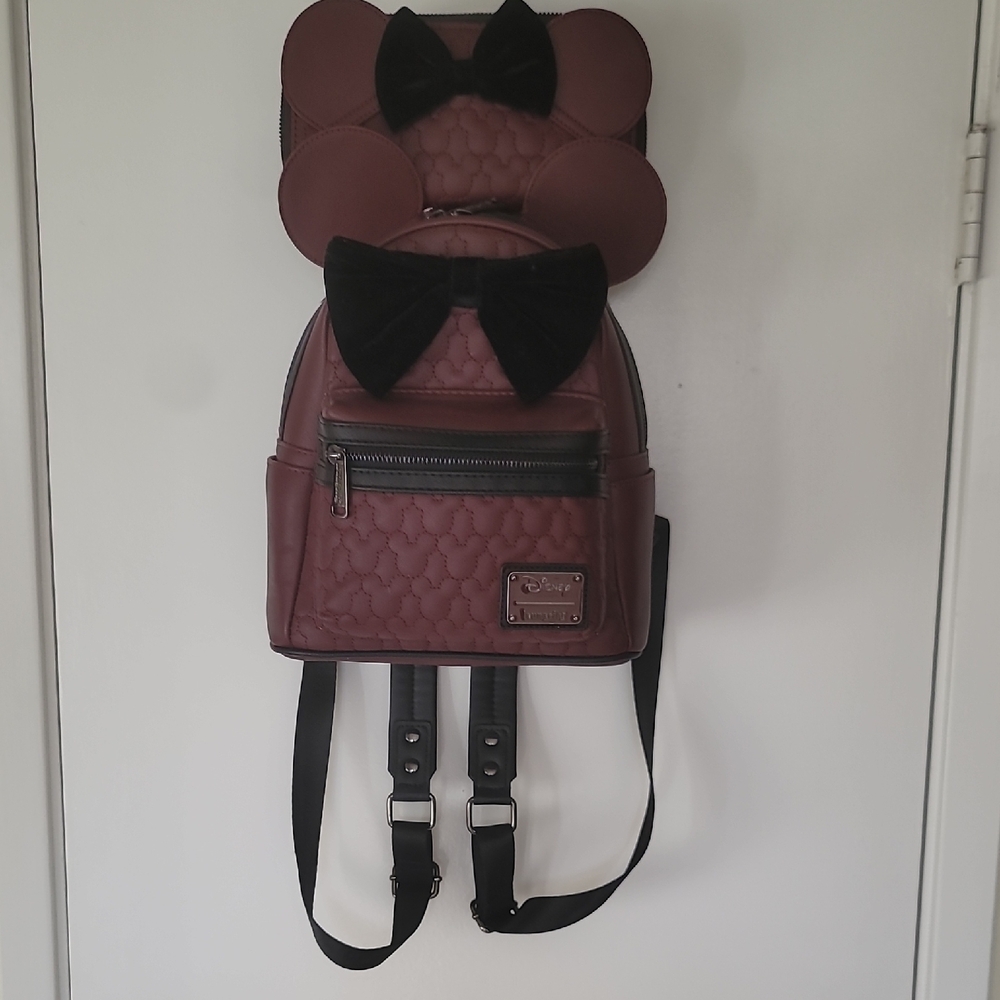 Disney Maroon Backpack with Black Bow